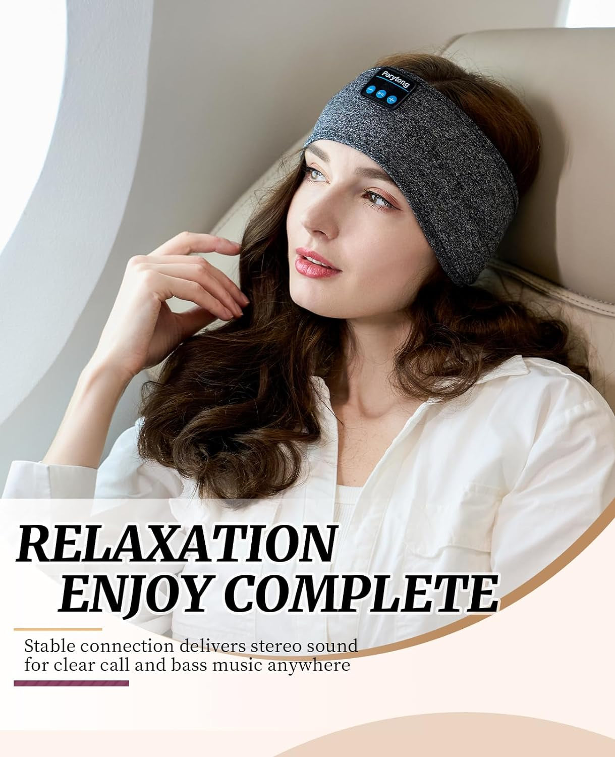 Sleep Headphones Wireless, Bluetooth Sports Headband Headphones with Ultra-Thin HD Stereo Speakers Perfect for Sleeping,Workout,Jogging,Yoga,Insomnia, Air Travel, Meditation, Grey