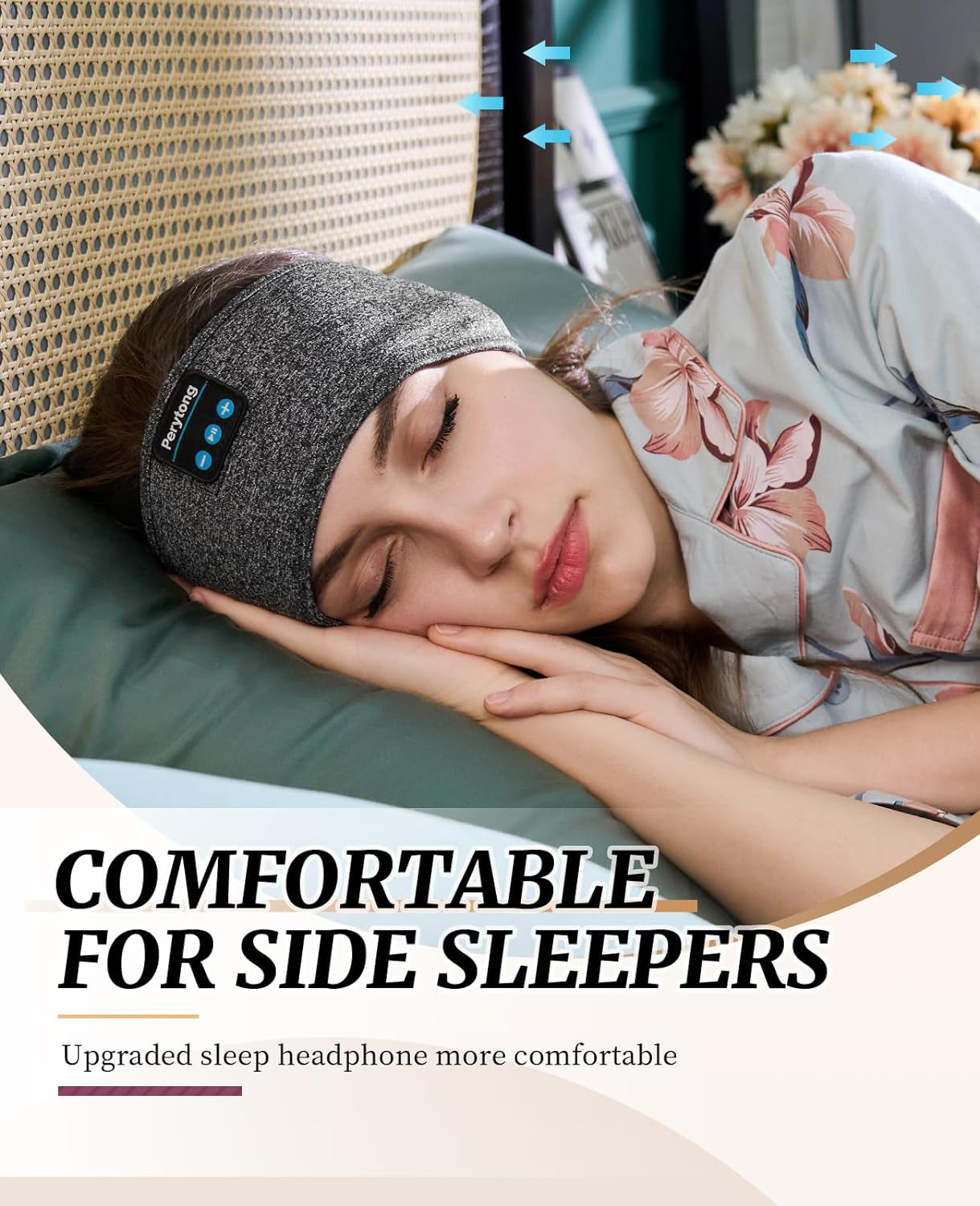Sleep Headphones Wireless, Bluetooth Sports Headband Headphones with Ultra-Thin HD Stereo Speakers Perfect for Sleeping,Workout,Jogging,Yoga,Insomnia, Air Travel, Meditation, Grey