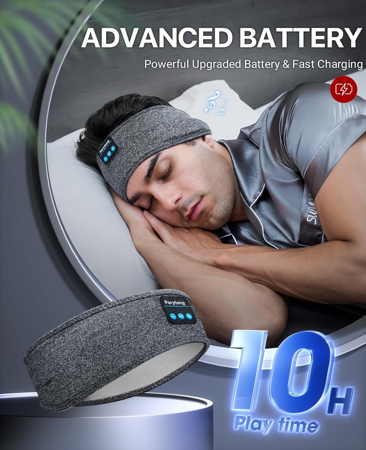 Sleep Headphones Wireless, Bluetooth Sports Headband Headphones with Ultra-Thin HD Stereo Speakers Perfect for Sleeping,Workout,Jogging,Yoga,Insomnia, Air Travel, Meditation, Grey